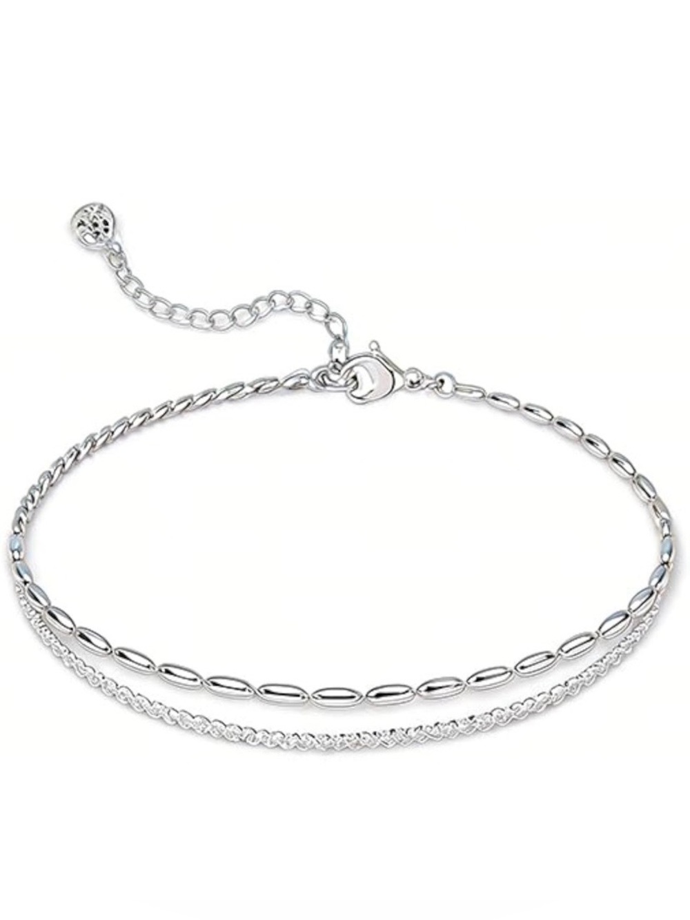 Sterling Silver Double Strand Women's Bracelet - Silver